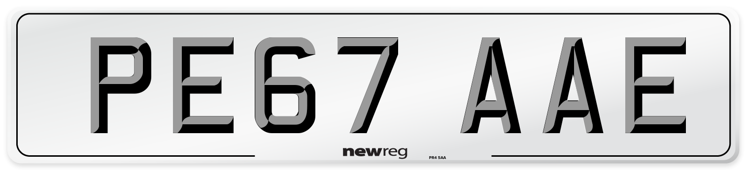 PE67 AAE Number Plate from New Reg